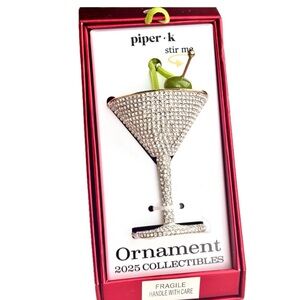 NWT ⚜️🍸⚜️ Piper K Sparkling Martini with Olive Ornament 2025 Collectibles